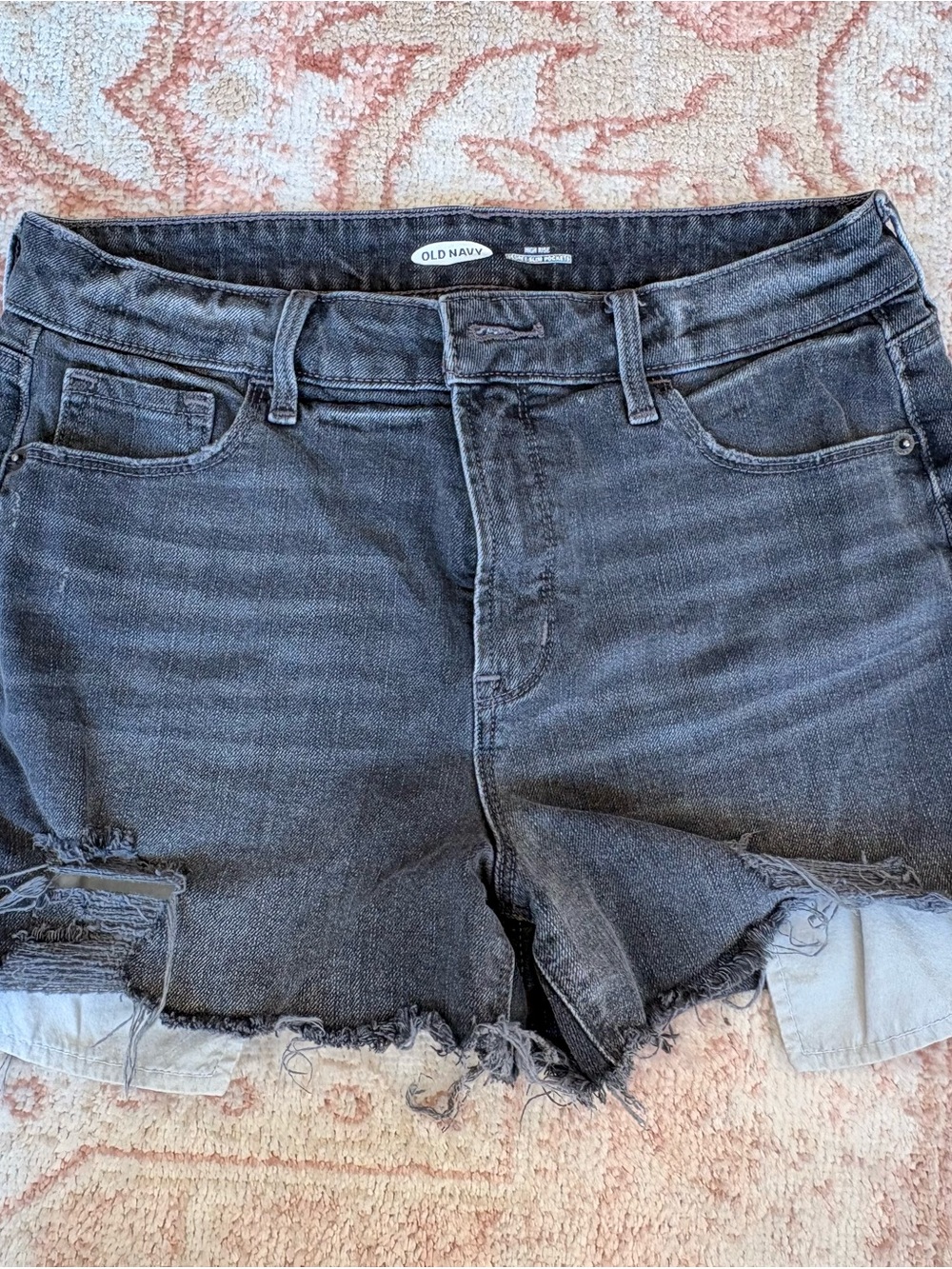 Old Navy Washed Black Distressed Denim Shorts